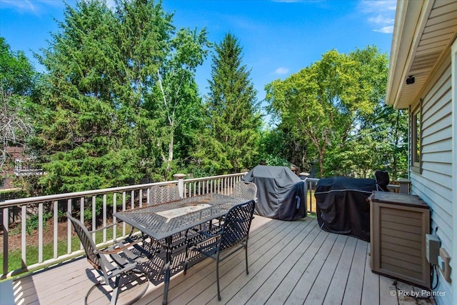 746 Parker Ct, Geneva, IL 60134 - wooden terrace featuring outdoor dining space and a grill