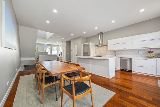 1123 W 19th St, Chicago, IL 60608 - dining area with dark wood-style floors and recessed lighting