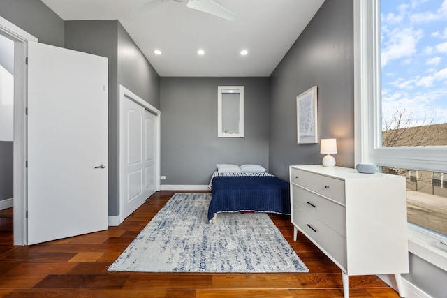 1123 W 19th St, Chicago, IL 60608 - bedroom with dark wood finished floors and recessed lighting