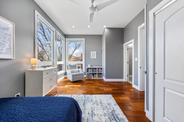 1123 W 19th St, Chicago, IL 60608 - bedroom featuring wood finished floors, recessed lighting, and ceiling fan