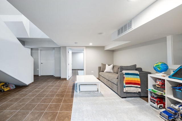 1123 W 19th St, Chicago, IL 60608 - living area featuring recessed lighting and tile patterned flooring