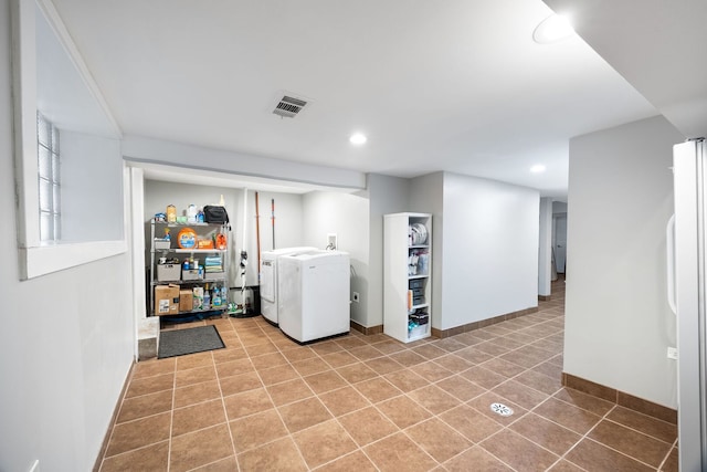 1123 W 19th St, Chicago, IL 60608 - laundry room with recessed lighting, hookup for a washing machine, and tile patterned floors