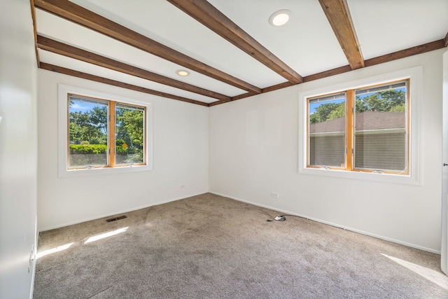 808 S Cedarcrest Dr, Schaumburg, IL 60193 - carpeted empty room with beamed ceiling and recessed lighting