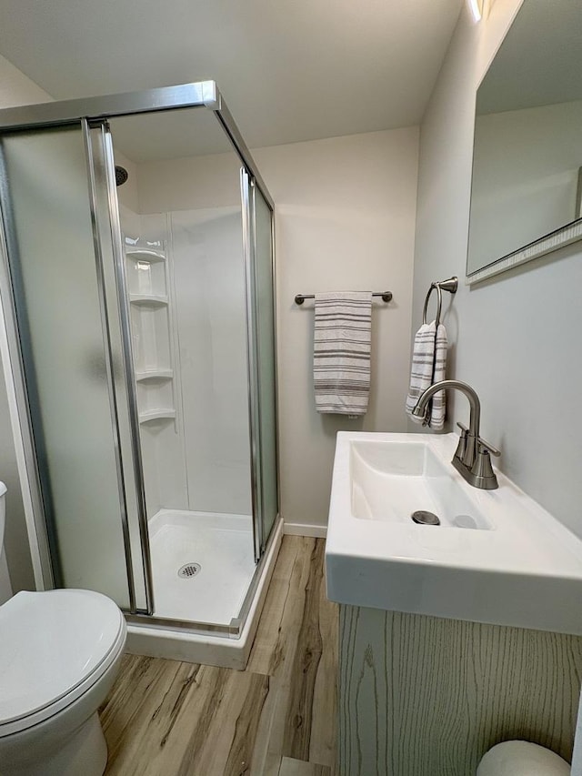 5101 W 1000 N Rd, Kankakee, IL 60901 - full bath featuring wood finished floors, a stall shower, and vanity