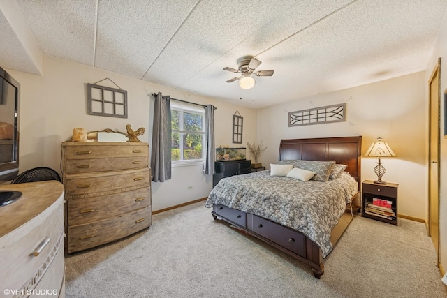 5204 Midlothian Unit 214, Crestwood, IL 60418 - bedroom with light colored carpet, a ceiling fan, and a textured ceiling