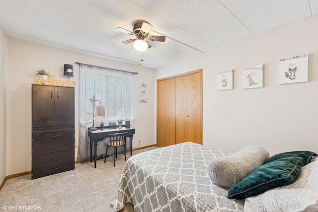 5204 Midlothian Unit 214, Crestwood, IL 60418 - bedroom featuring light carpet, a closet, and ceiling fan