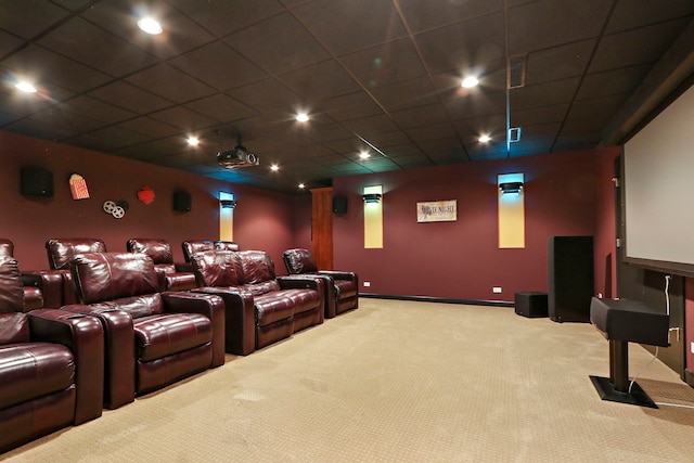 9804 Palmer Dr, Lakewood, IL 60014 - carpeted home theater featuring a drop ceiling and baseboards