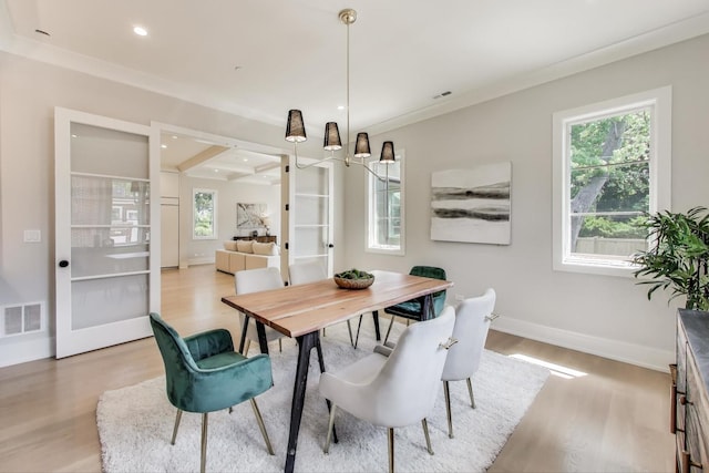 1437 Ashland Ave, River Forest, IL 60305 - dining area featuring light wood-style floors, french doors, plenty of natural light, and recessed lighting