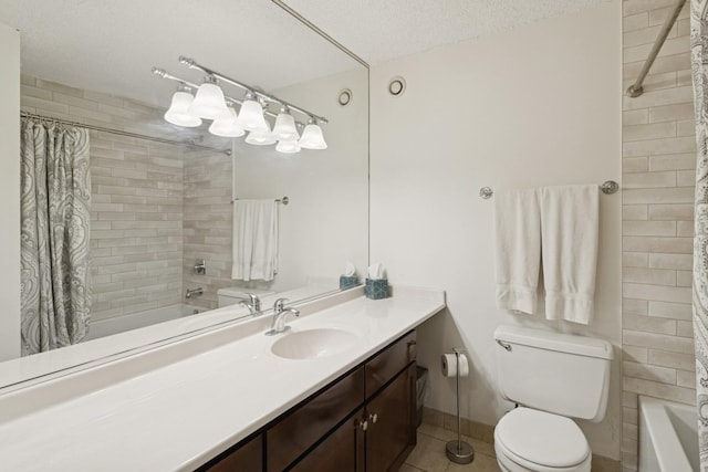30 E Huron St Unit 2108, Chicago, IL 60611 - full bath with vanity, shower / tub combo with curtain, tile patterned floors, and a textured ceiling