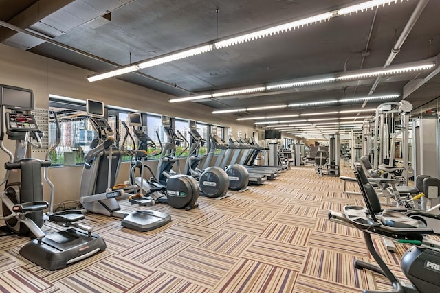 30 E Huron St Unit 2108, Chicago, IL 60611 - workout area featuring carpet floors