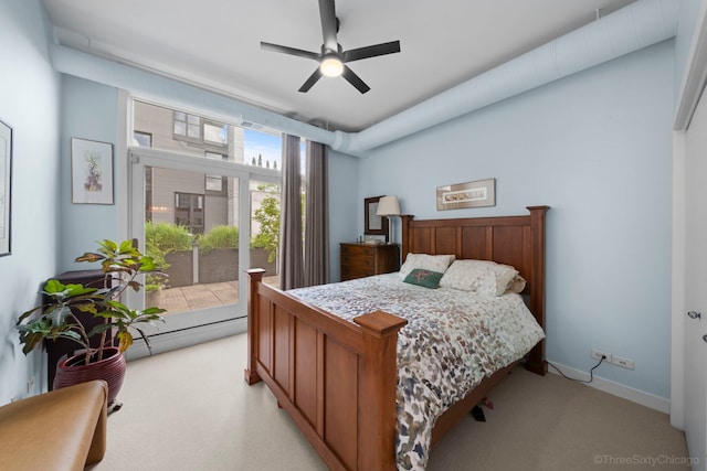 849 W Monroe St Unit Ph5, Chicago, IL 60607 - bedroom featuring light carpet, access to exterior, and ceiling fan