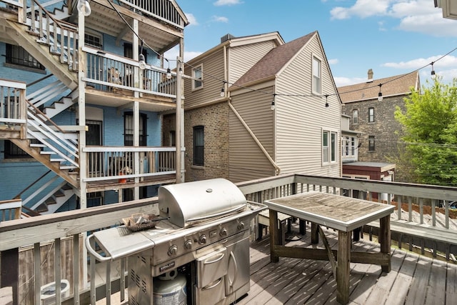 1532 N Greenview Ave, Chicago, IL 60642 - wooden deck featuring grilling area and stairs