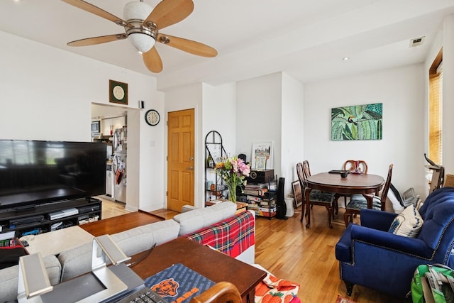 1532 N Greenview Ave, Chicago, IL 60642 - living room with light wood-style floors and a ceiling fan