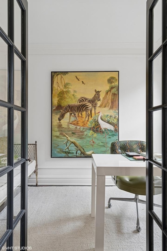 1255 N State Pkwy Unit 3D, Chicago, IL 60610 - carpeted office featuring french doors and crown molding