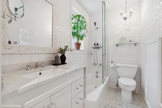 1255 N State Pkwy Unit 3D, Chicago, IL 60610 - full bath with tile walls, vanity,  shower combination, and tile patterned flooring