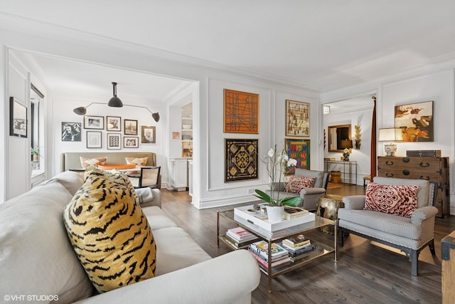 1255 N State Pkwy Unit 3D, Chicago, IL 60610 - living room with ornamental molding and wood finished floors