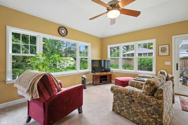 2907 Orchard Ave, Wilmette, IL 60091 - carpeted living area with plenty of natural light and ceiling fan