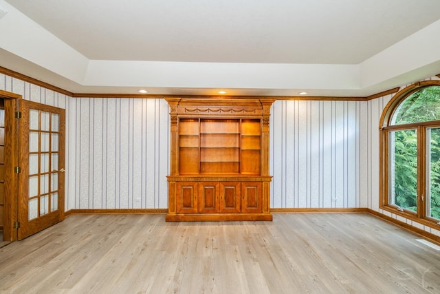 771 E Hickory Ave, Addison, IL 60101 - unfurnished living room with wood finished floors, wallpapered walls, and recessed lighting