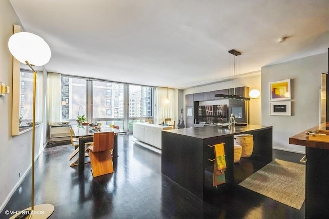 880 N Lake Shore Dr Unit 6F, Chicago, IL 60611 - kitchen featuring dark wood finished floors and decorative light fixtures