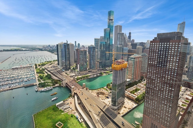 505 N Lake Shore Dr Unit 5910-5911, Chicago, IL 60611 - aerial view of city skyline and a nearby body of water