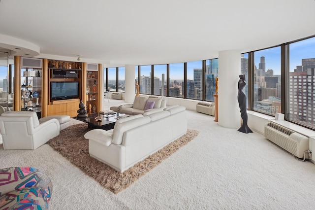 505 N Lake Shore Dr Unit 5910-5911, Chicago, IL 60611 - living area featuring a skyline view, plenty of natural light, and carpet floors