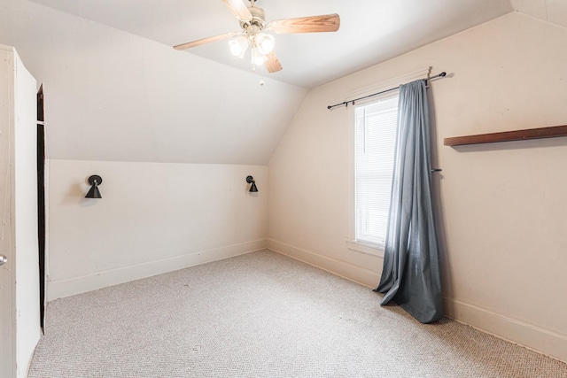 324 N 6th St, Dekalb, IL 60115 - additional living space featuring vaulted ceiling, carpet floors, and ceiling fan