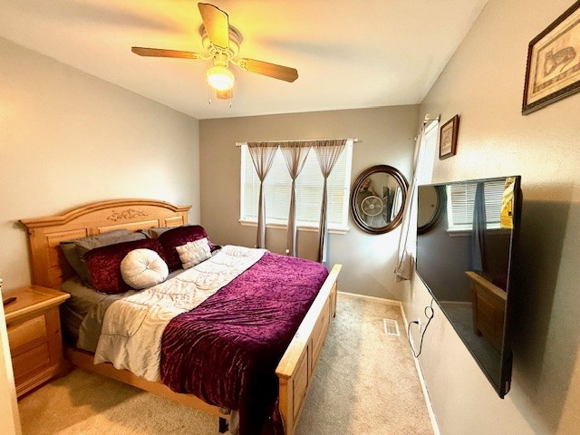 5302 Foxwood Ct, Plainfield, IL 60586 - bedroom with light colored carpet and ceiling fan