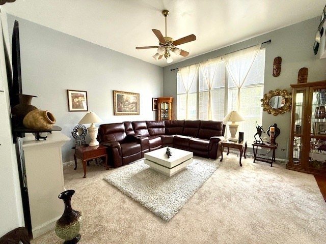 5302 Foxwood Ct, Plainfield, IL 60586 - living room featuring a ceiling fan and carpet floors
