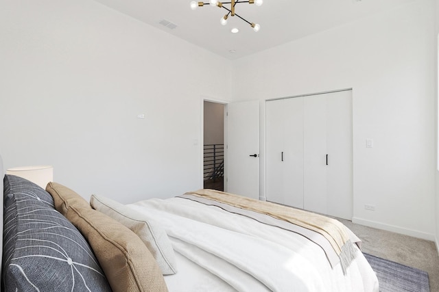 1537 Scoville Ave, Berwyn, IL 60402 - bedroom with a chandelier, carpet flooring, and a closet