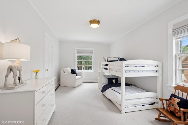 2735 Simpson St, Evanston, IL 60201 - bedroom with light carpet, multiple windows, and crown molding