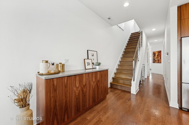 2125 N Mozart St Unit 3, Chicago, IL 60647 - stairway featuring recessed lighting and wood finished floors