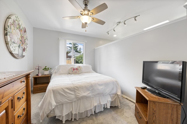 2N477 Bernice Ave, Glen Ellyn, IL 60137 - bedroom featuring light colored carpet, ceiling fan, and track lighting