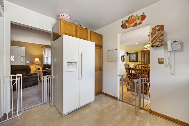 2N477 Bernice Ave, Glen Ellyn, IL 60137 - kitchen with white refrigerator with ice dispenser and brown cabinets