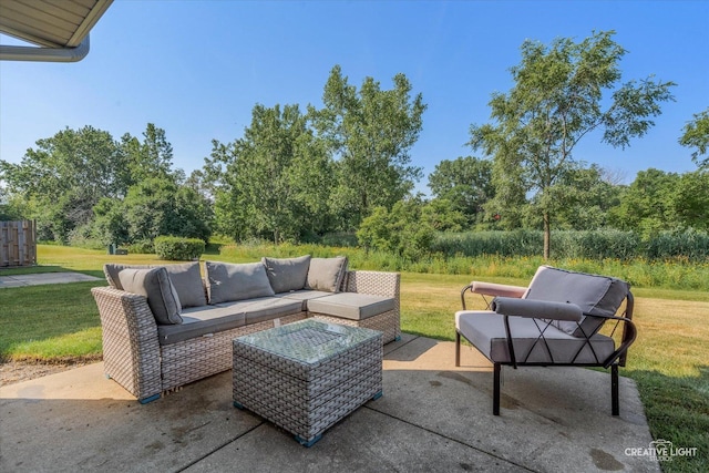 61 King Dr, Streamwood, IL 60107 - view of patio / terrace featuring an outdoor hangout area and view of scattered trees