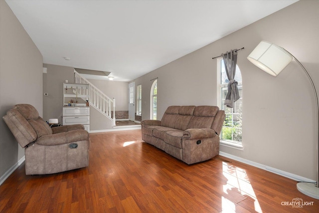 61 King Dr, Streamwood, IL 60107 - living room featuring stairway and wood finished floors