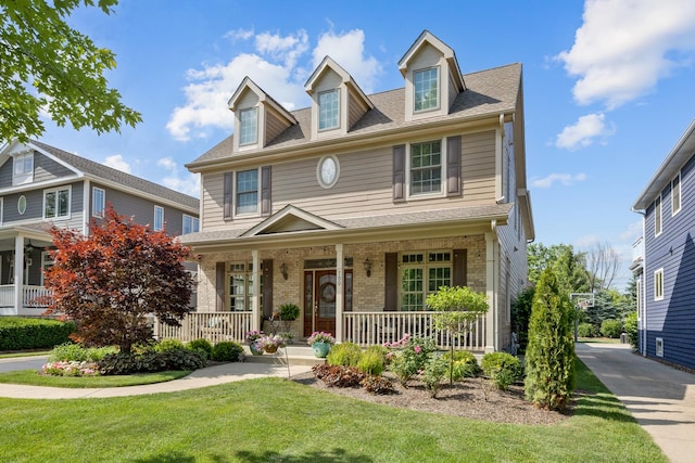 700 E Sunnyside Ave, Libertyville, IL 60048 - view of front of property featuring covered porch, a front yard, and brick siding