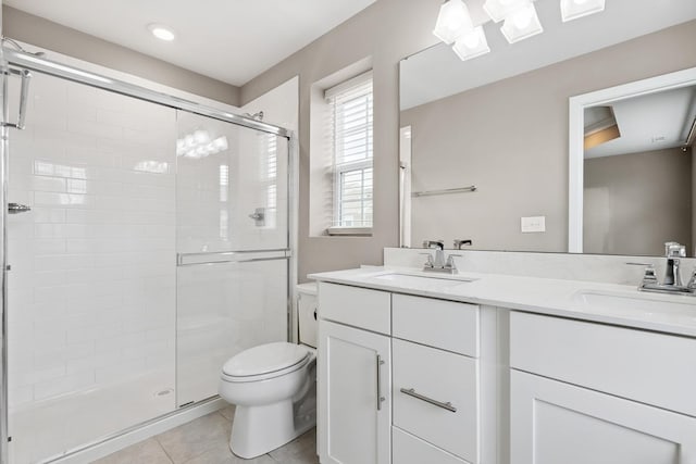 10606 Paige Ct, Orland Park, IL 60462 - full bathroom featuring a shower stall, double vanity, and tile patterned flooring