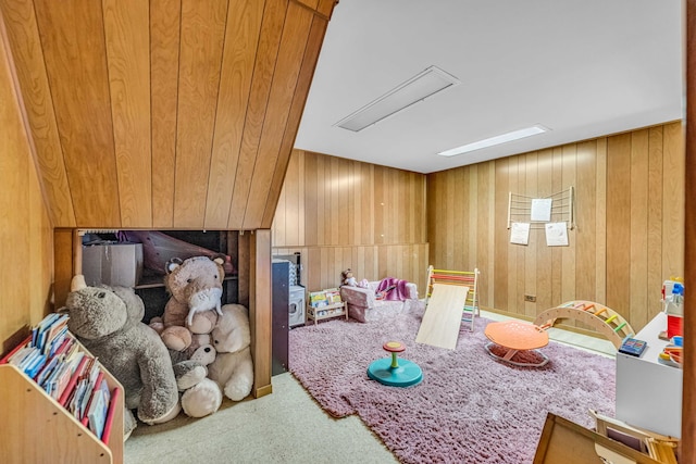 9113 Sycamore Dr, Hickory Hills, IL 60457 - rec room with carpet floors and wooden walls