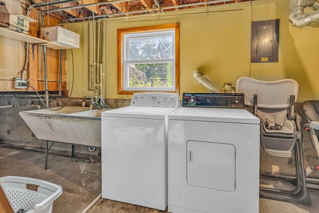 9113 Sycamore Dr, Hickory Hills, IL 60457 - laundry room with electric panel and separate washer and dryer