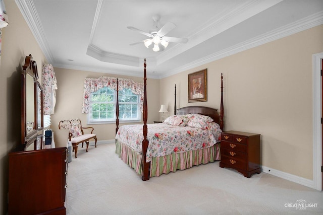 1105 Thoroughbred Cir, Saint Charles, IL 60174 - bedroom featuring carpet floors, ornamental molding, a raised ceiling, and ceiling fan