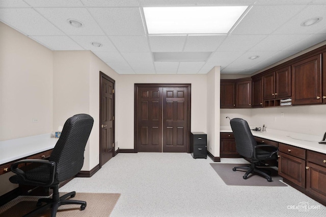1105 Thoroughbred Cir, Saint Charles, IL 60174 - office space with built in desk, light carpet, and a paneled ceiling