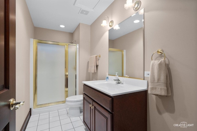 1105 Thoroughbred Cir, Saint Charles, IL 60174 - bathroom with vanity, a stall shower, and tile patterned flooring