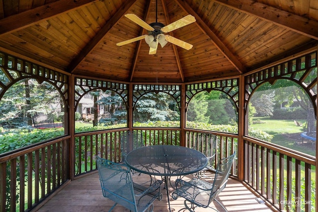 1105 Thoroughbred Cir, Saint Charles, IL 60174 - wooden deck featuring ceiling fan, outdoor dining area, and a gazebo