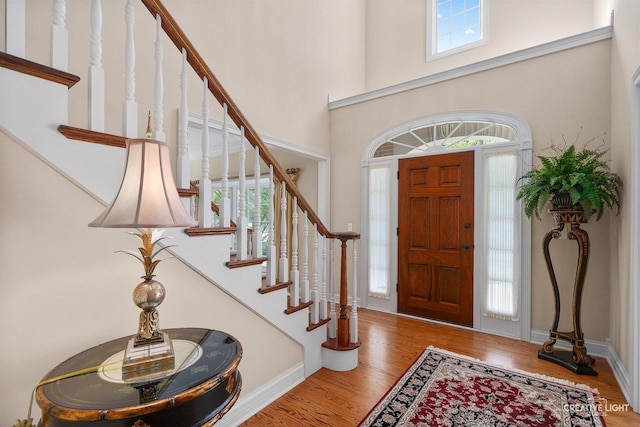 1105 Thoroughbred Cir, Saint Charles, IL 60174 - foyer entrance featuring wood finished floors, stairs, and a high ceiling