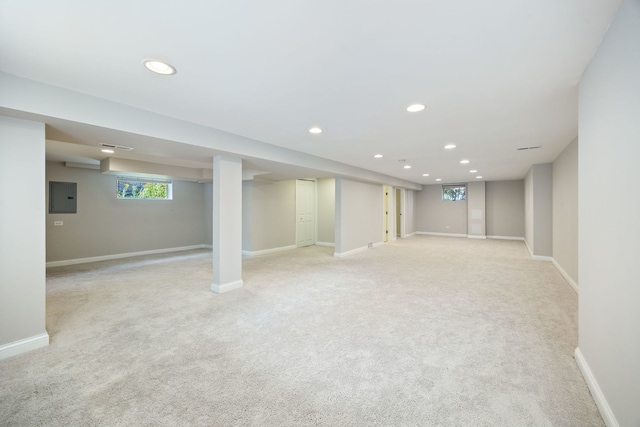 6037 N Nagle Ave, Chicago, IL 60646 - basement featuring recessed lighting, light colored carpet, and electric panel