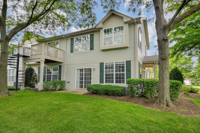 838 Stuarts Dr, Saint Charles, IL 60174 - back of house with a yard, a balcony, and stairs