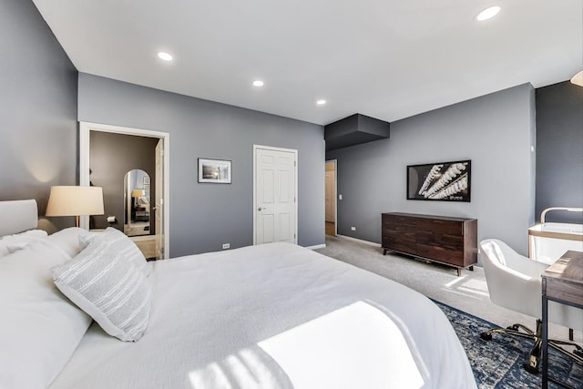 1601 N Paulina St Unit 2D, Chicago, IL 60622 - carpeted bedroom featuring arched walkways and recessed lighting