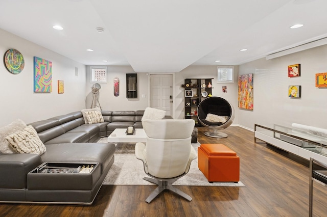 2446 N Janssen Ave, Chicago, IL 60614 - living room with dark wood-type flooring and recessed lighting