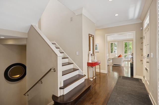 2446 N Janssen Ave, Chicago, IL 60614 - foyer with dark wood-type flooring, stairway, and recessed lighting