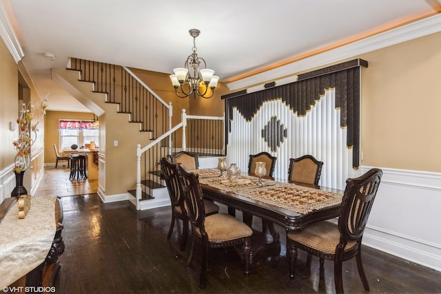 1325 Gunderson Ave, Berwyn, IL 60402 - dining area with a chandelier, hardwood / wood-style flooring, stairway, and crown molding